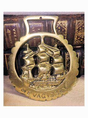 Antique Mevagissey Cornwall England Horse Brass Medallion Equine Collectible